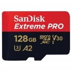 Atminties kortelė SanDisk Extreme PRO UHS-I, microSDXC 128GB + adapteris