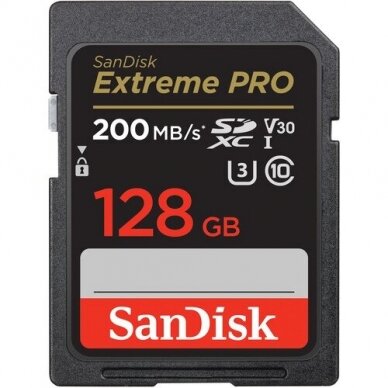 SANDISK EXTREME PRO 128GB UHS-I SDXC ATMINTIES KORTELĖ